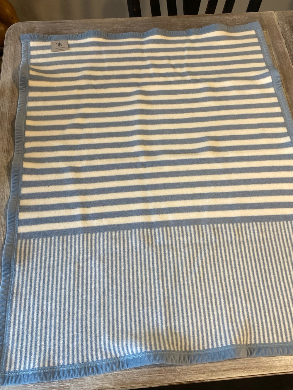 ChappyWrap Mini Blanket Baby Sweet Pea Stripe Fog Blue White